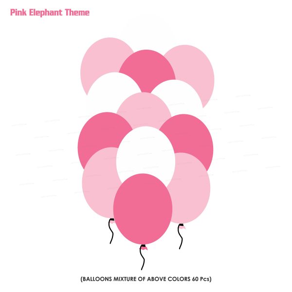 Pink Elephant Theme Colour 60 Pcs Balloons For Sale