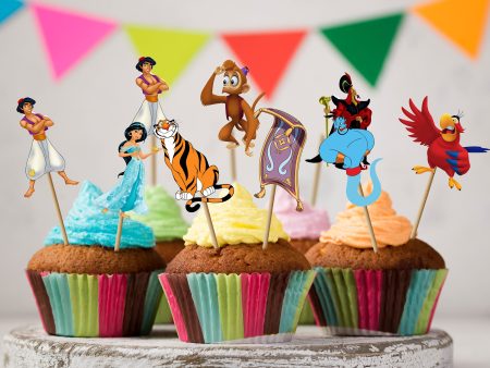 Aladdin Theme Characters Cup Cake Topper For Cheap