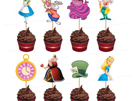 Alice in Wonderland Customized cup cake topper Fashion